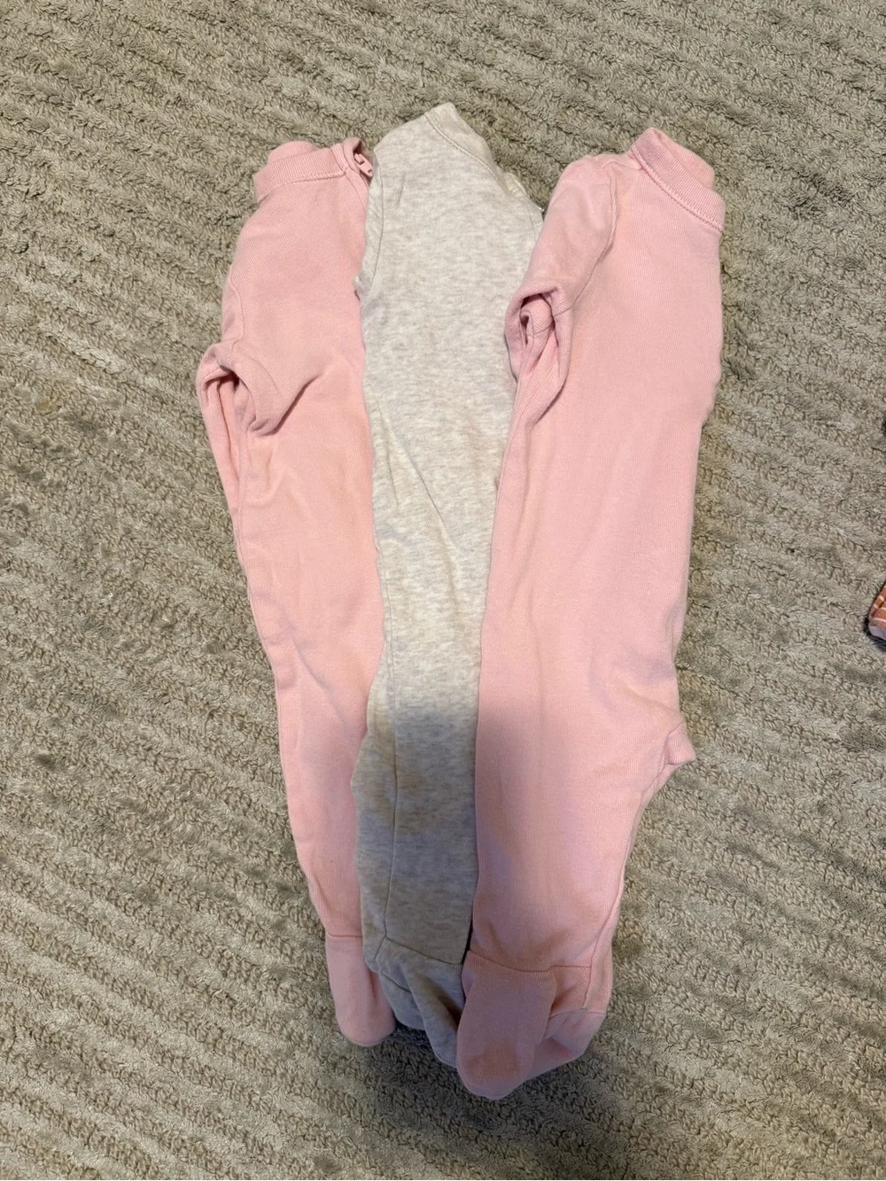 Old Navy Pink & Heather Oat One-Piece Footies - 3 Pack